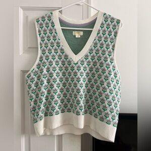 Maeve by Anthropologie V-Neck Sweater Vest Floral Print Size Extra Large XL